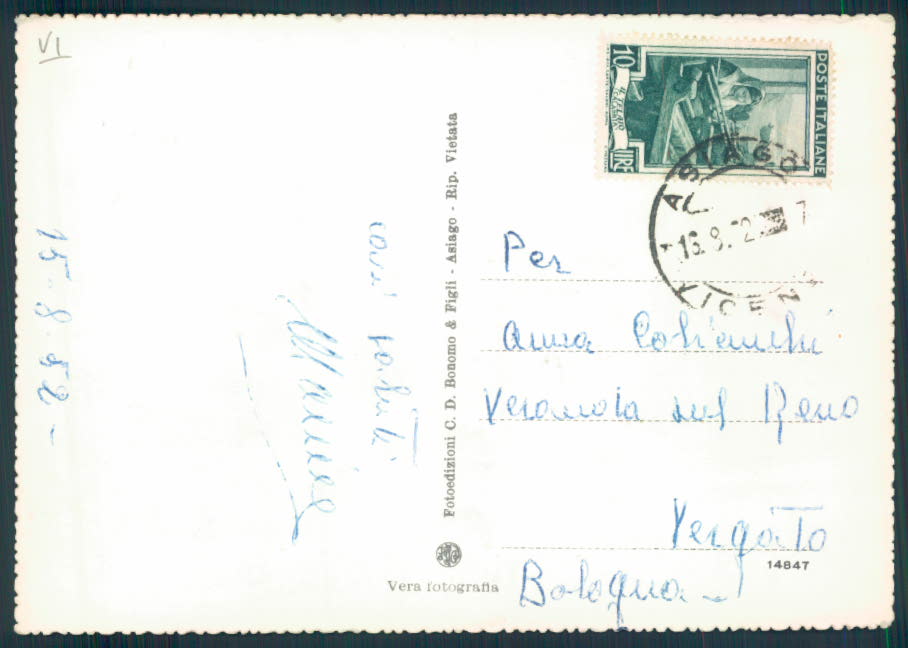 Vicenza Asiago Foto FG cartolina EE4021 – retro