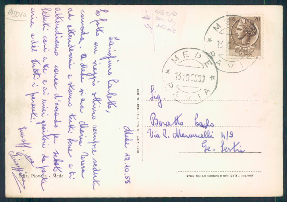 Pavia Mede Foto FG cartolina EE4048 – retro