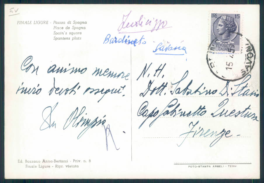Savona Finale Ligure FG cartolina EE4051 – retro