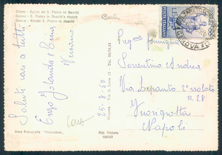 Genova città COLLA Foto FG cartolina EE4058 – retro