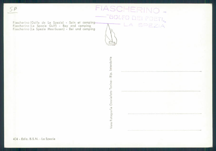 La Spezia Fiascherino Camping Foto FG cartolina EE4063 – retro