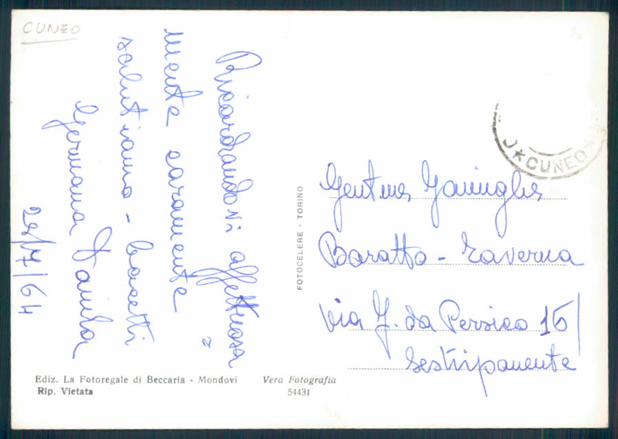 Cuneo Garessio Foto FG cartolina EE4095 – retro
