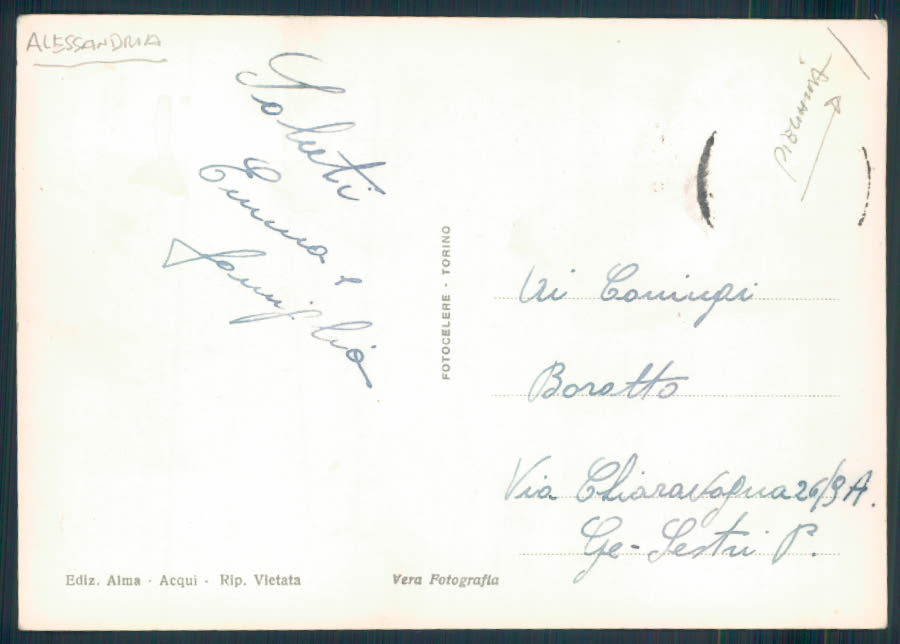 Alessandria Acqui PIEGHINA Foto FG cartolina EE4101 – retro