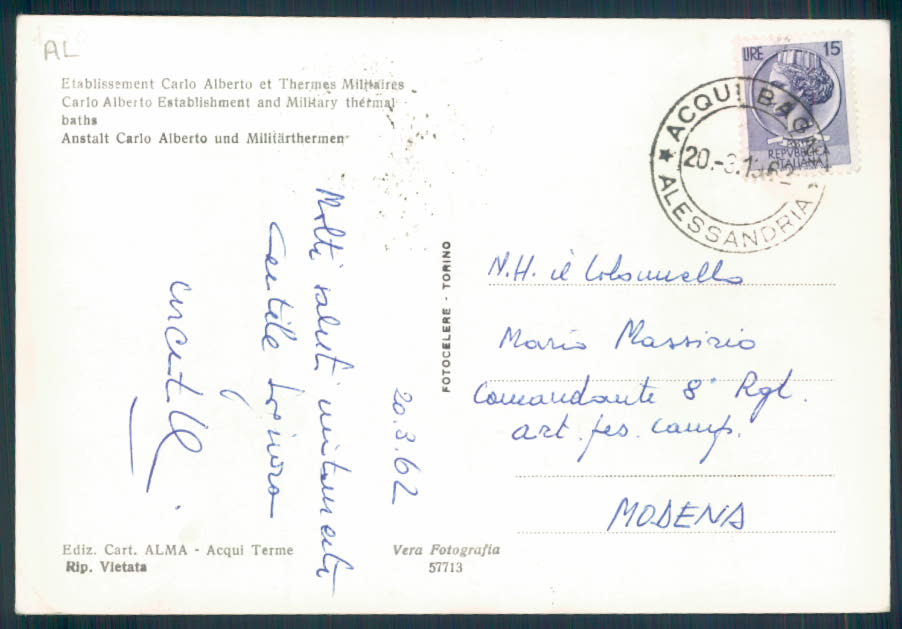 Alessandria Acqui Foto FG cartolina EE4106 – retro