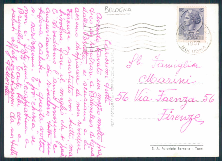 Bologna Porretta Foto FG cartolina EE4126 – retro