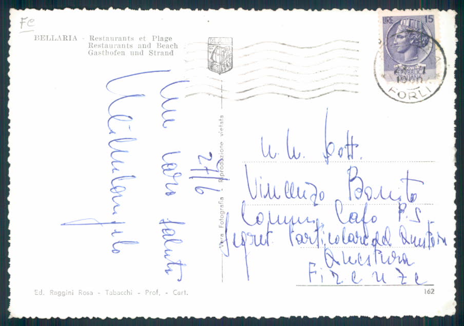 Rimini Bellaria Foto FG cartolina EE4144 – retro