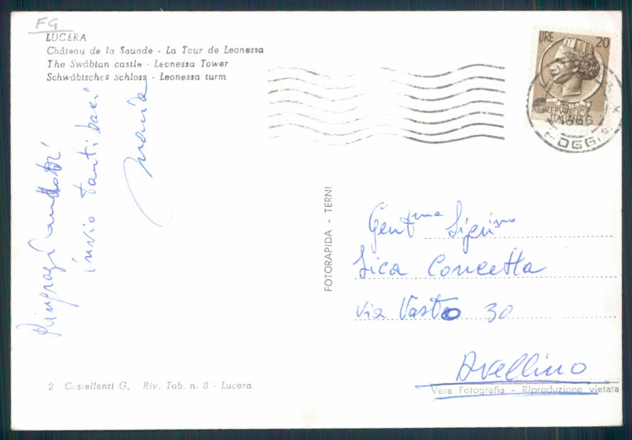 Foggia Lucera Foto FG cartolina EE4156 – retro