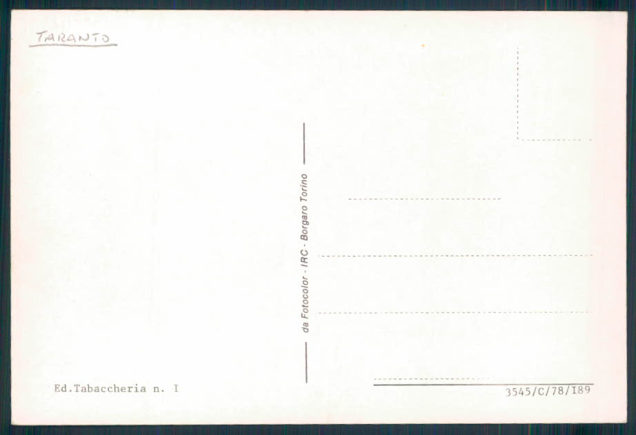 Taranto Avetrana FG cartolina EE4165 – retro