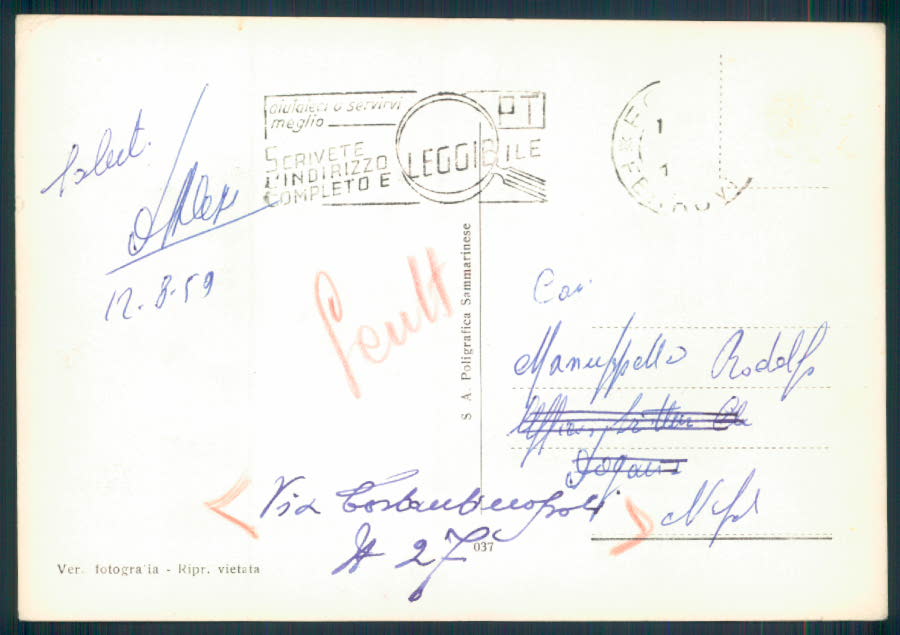 Foggia città Foto FG cartolina EE4171 – retro