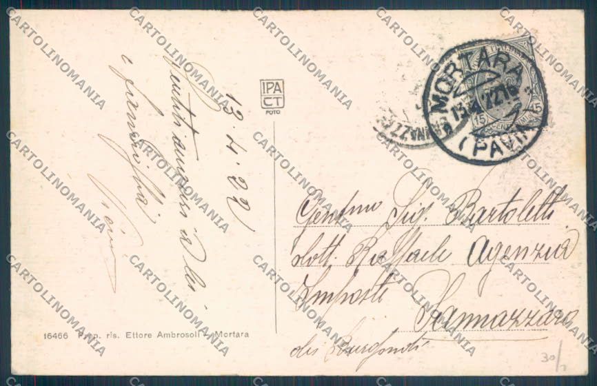 Pavia Mortara cartolina EE4292 – retro