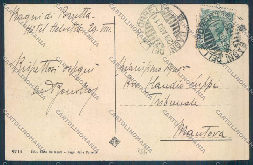 Bologna Porretta Terme cartolina EE4325 – retro