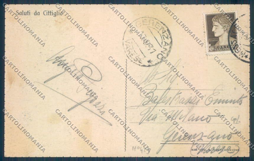 Varese Cittiglio cartolina EE4395 – retro