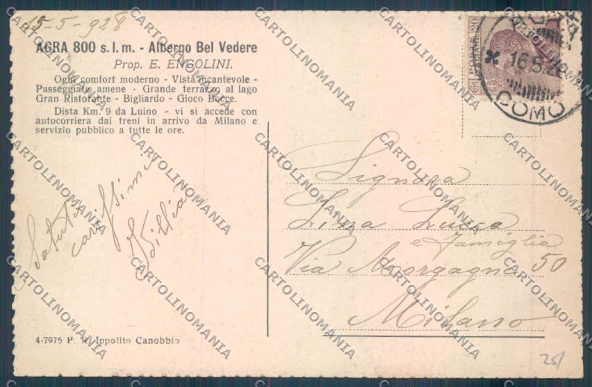 Varese Agra cartolina EE4529 – retro
