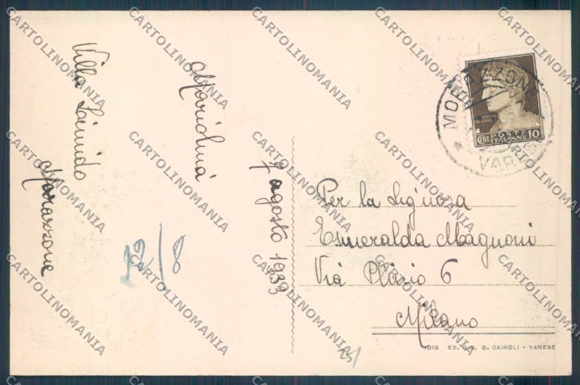 Varese Morazzone cartolina EE4573 – retro