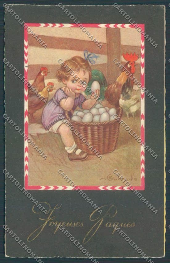 Colombo Children Bambini Rooster Egg Postcard cartolina EE4761 – fronte