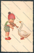 Colombo Children Bambini Violin Goose Postcard cartolina EE4767 – fronte