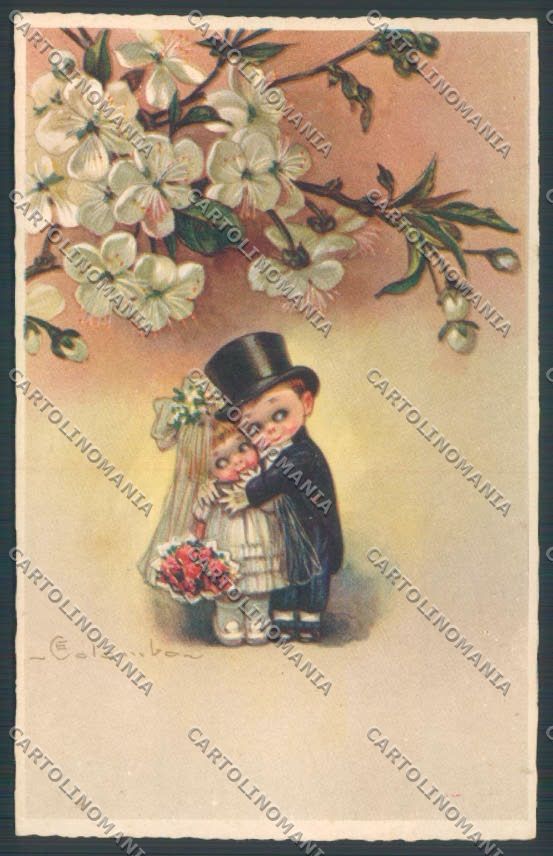 Colombo Children Bambini Wedding Postcard cartolina EE4784 – fronte