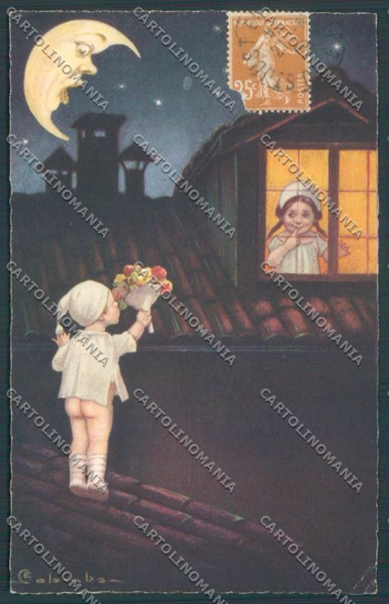 Colombo Children Bambini Paper Moon Postcard cartolina EE4793 – fronte