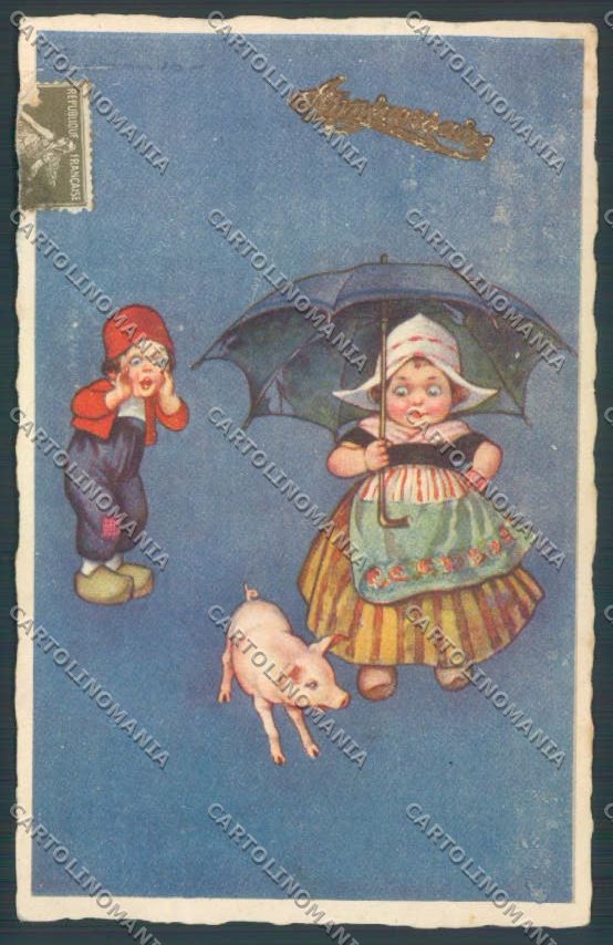 Colombo Children Bambini Pig ABRASA Postcard cartolina EE4804 – fronte