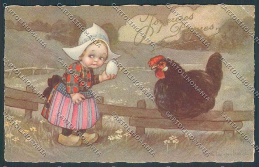 Colombo Children Bambini Egg Chick PIEGHE Postcard cartolina EE4806 – fronte