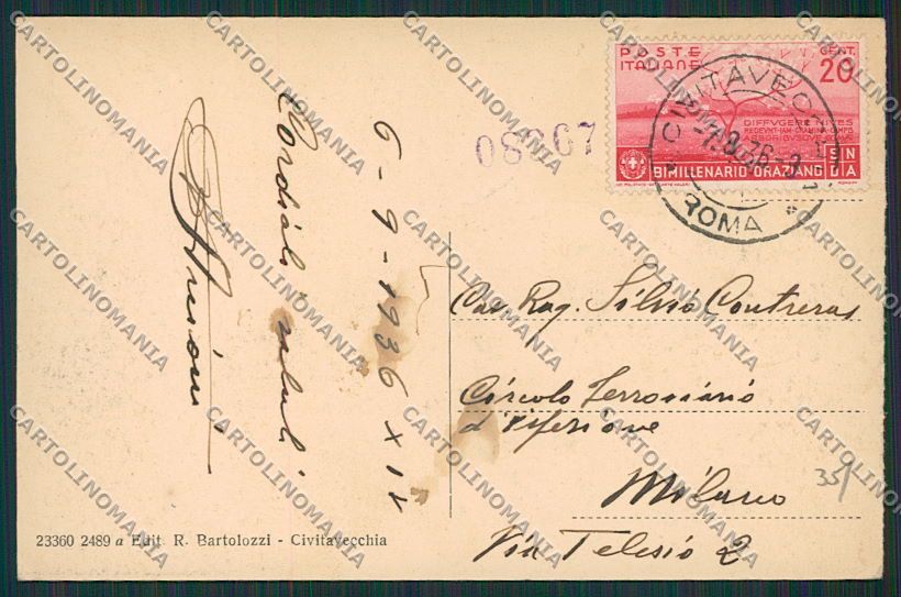 Roma Civitavecchia Stazione cartolina EE4977 – retro