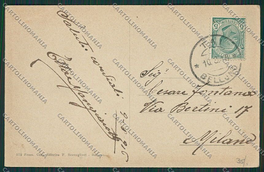 Belluno Pieve di Cadore cartolina EE5048 – retro