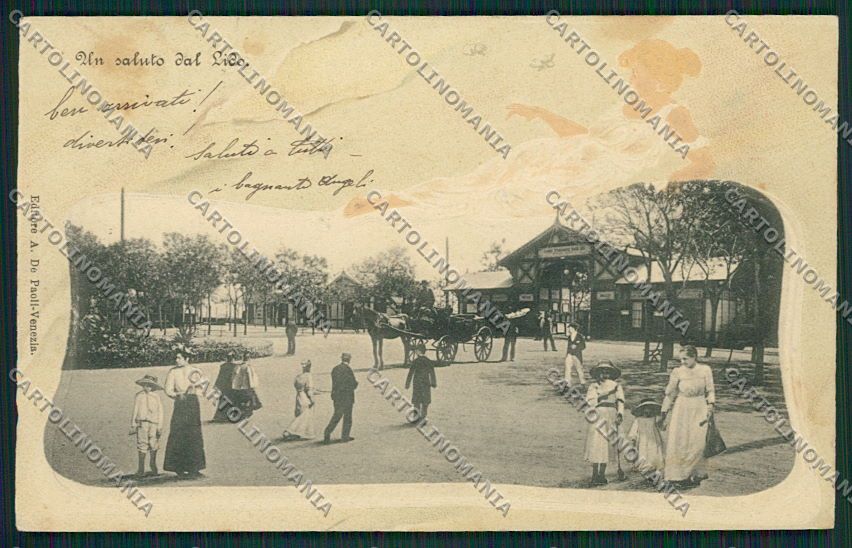 Venezia Lido Liberty Rilievo cartolina EE5089 – fronte