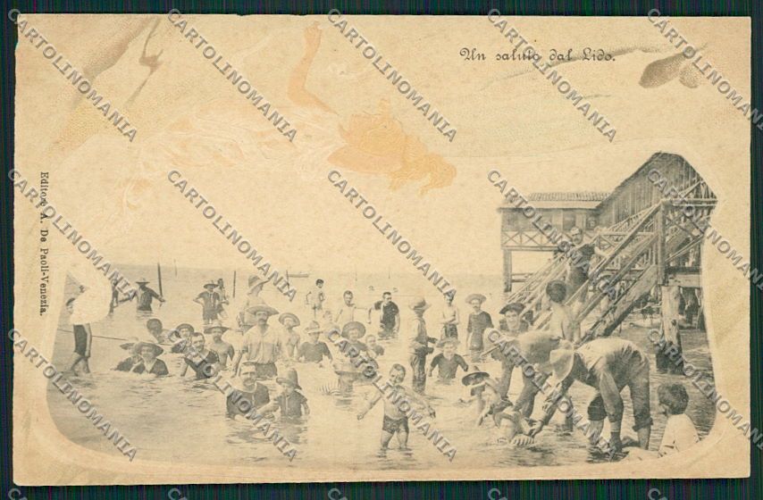 Venezia Lido Liberty Rilievo cartolina EE5090 – fronte