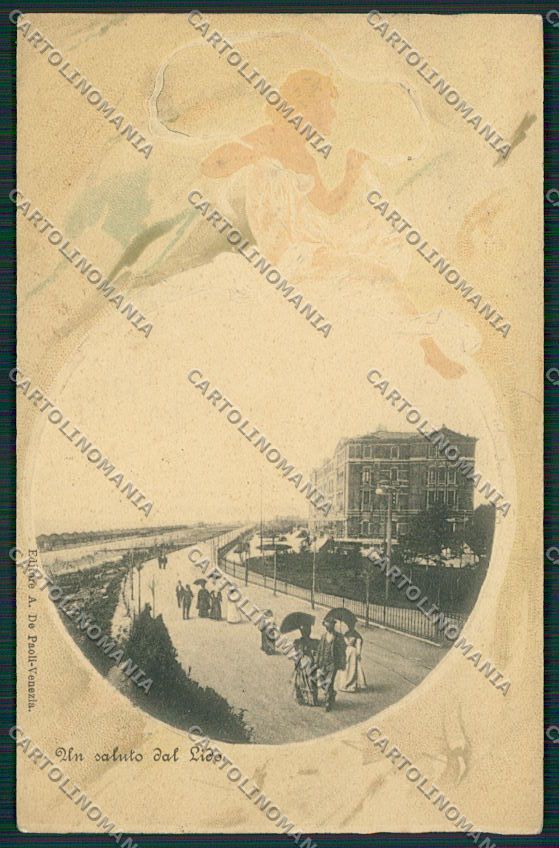 Venezia Lido Liberty Rilievo cartolina EE5091 – fronte