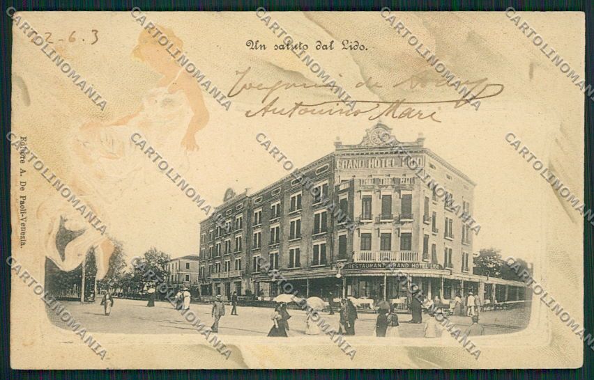 Venezia Lido Liberty Rilievo cartolina EE5092 – fronte