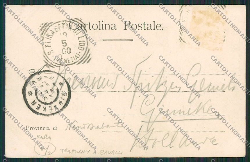 Venezia Lido Tram cartolina EE5094 – retro