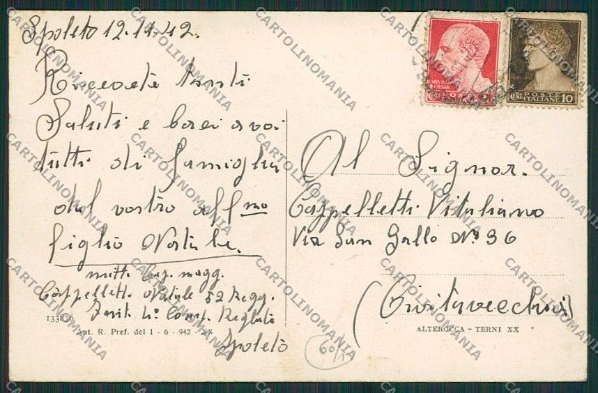 Terni Spoleto cartolina EE5123 – retro