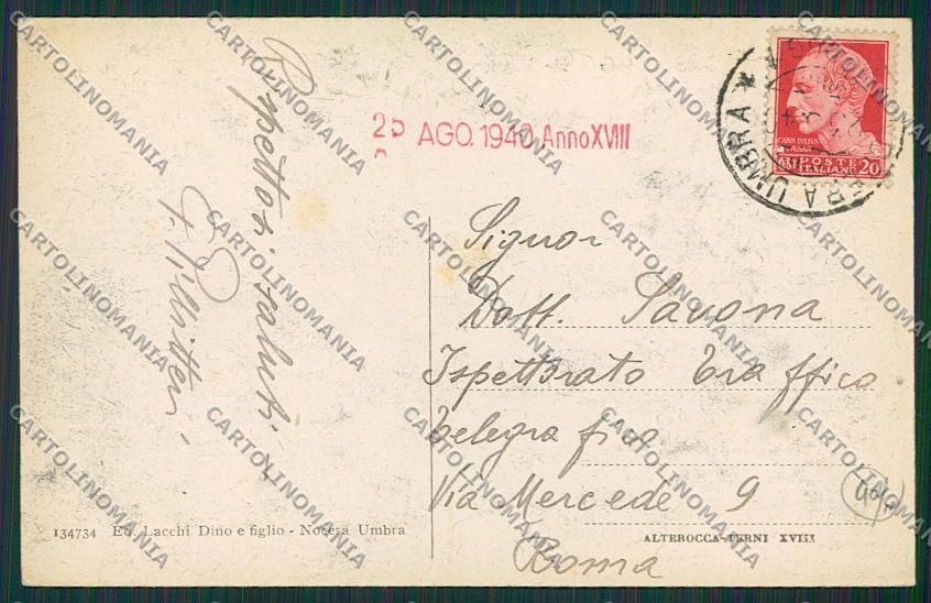 Perugia Nocera Umbra ABRASA cartolina EE5124 – retro