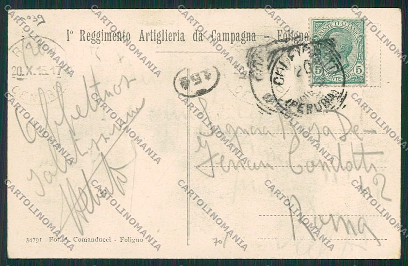 Perugia Foligno Artiglieria cartolina EE5144 – retro