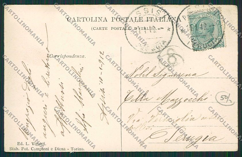 Perugia Assisi Viale Mazzini cartolina EE5148 – retro