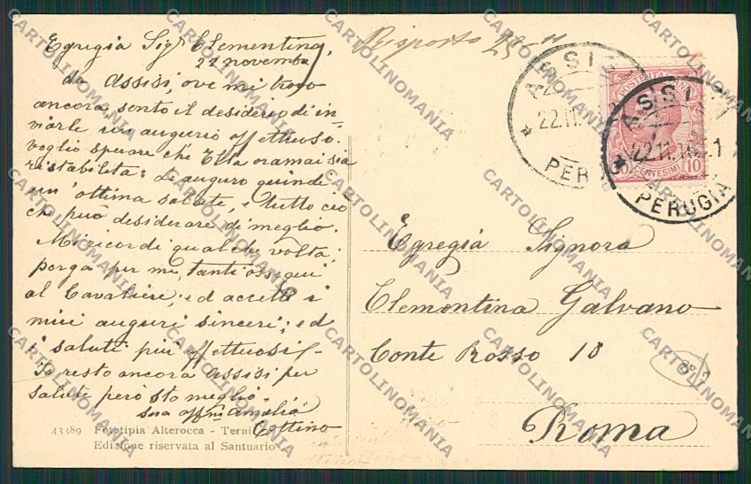 Perugia Assisi Santa Maria degli Angeli cartolina EE5149 – retro