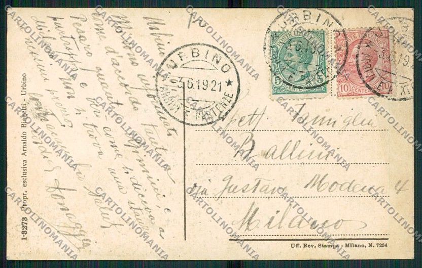 Pesaro Urbino cartolina EE5185 – retro