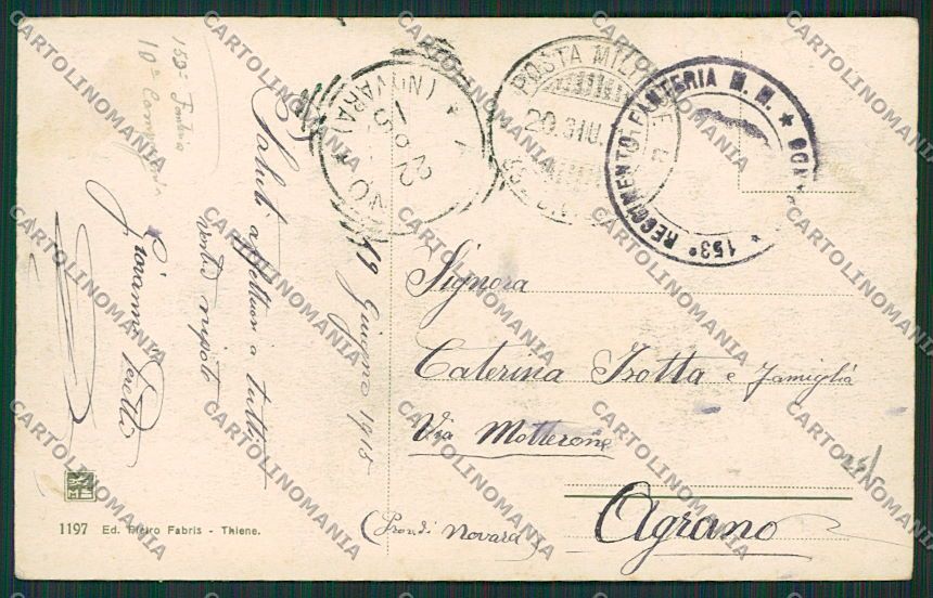 Vicenza Thiene Poste ABRASA cartolina EE5431 – retro
