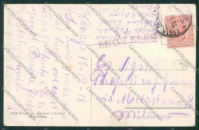 Vicenza Asiago cartolina EE5443 – retro