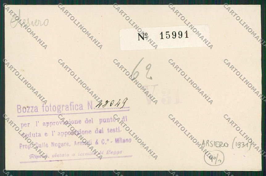 Vicenza Arsiero Bozza Foto cartolina EE5447 – retro