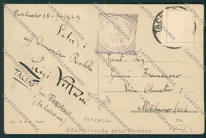 Lecco Parlasco Gramolatura PIEGA cartolina EE5549 – retro