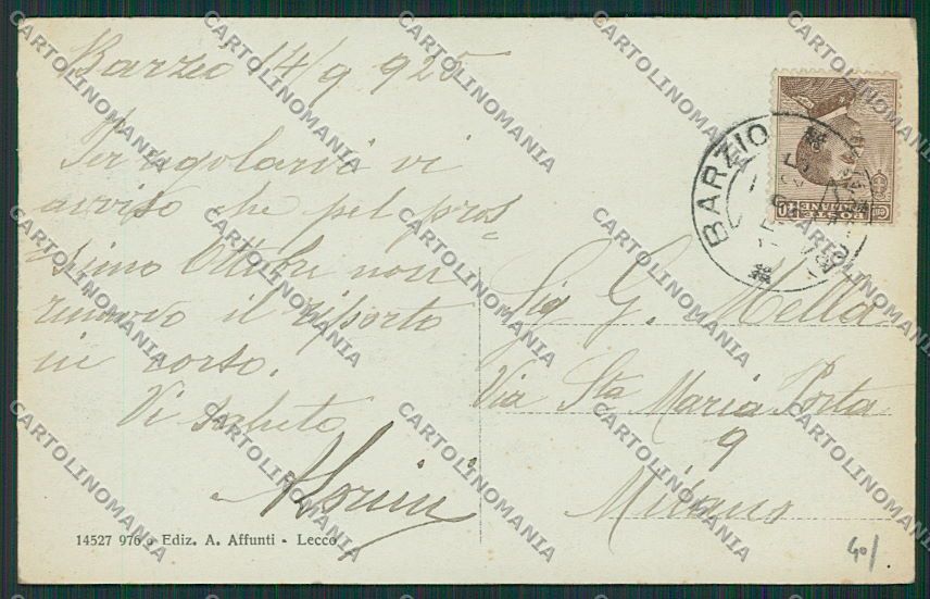 Lecco Barzio cartolina EE5553 – retro