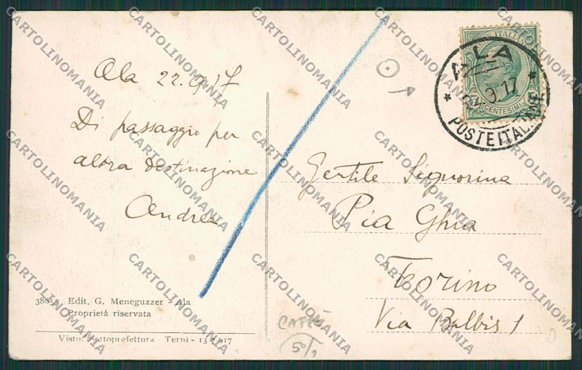 Trento Ala cartolina EE5578 – retro