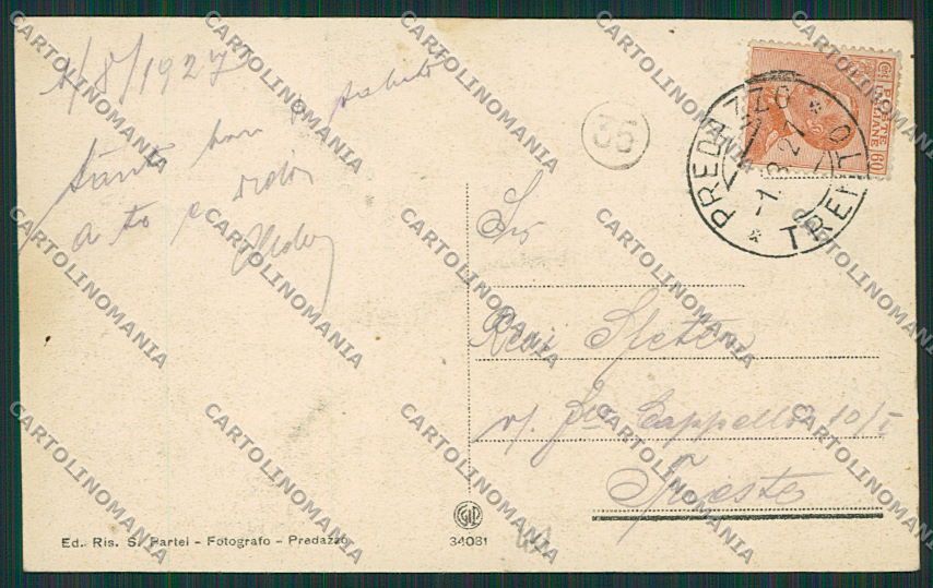Trento Predazzo cartolina EE5587 – retro