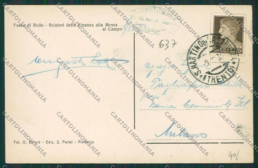 Trento Passo Rolle Guardia di Finanza Sci Foto cartolina EE5597 – retro