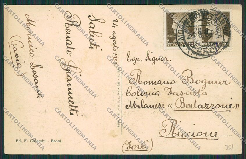 Pavia Mornico Losana PIEGHINA cartolina EE5666 – retro