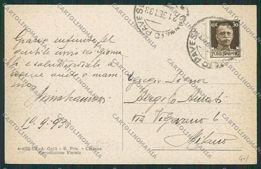 Pavia Castana cartolina EE5696 – retro