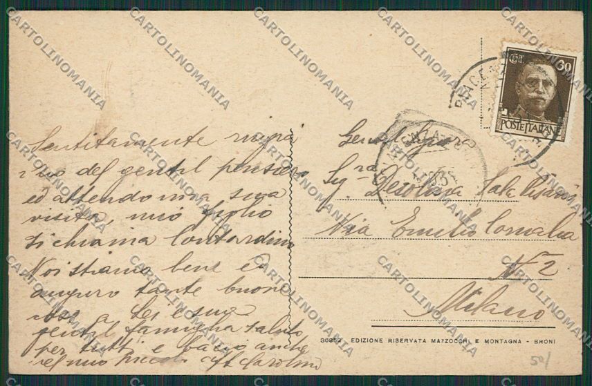 Pavia Broni cartolina EE5698 – retro