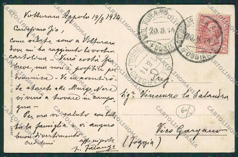 Foggia Volturara Appula cartolina EE5719 – retro