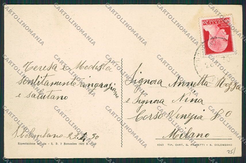 Milano San Colombano al Lambro cartolina EE6038 – retro